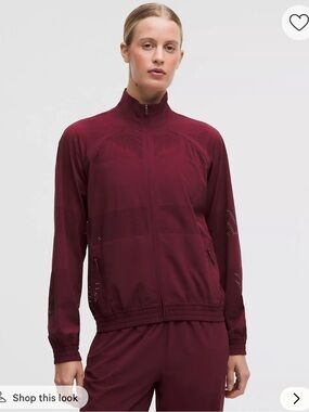 NWT lululemon athletica Burgundy Perforated Track Bomber Jacket Size 2
